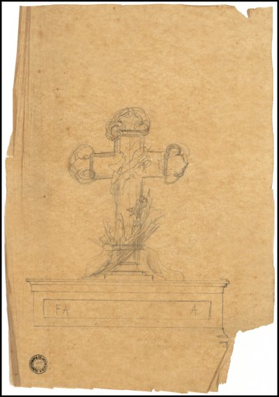 Schizzo di tomba per la famiglia Karakehia al cimitero del Père Lachaise a Parigi da Adolphe Victor Geoffroy Dechaume